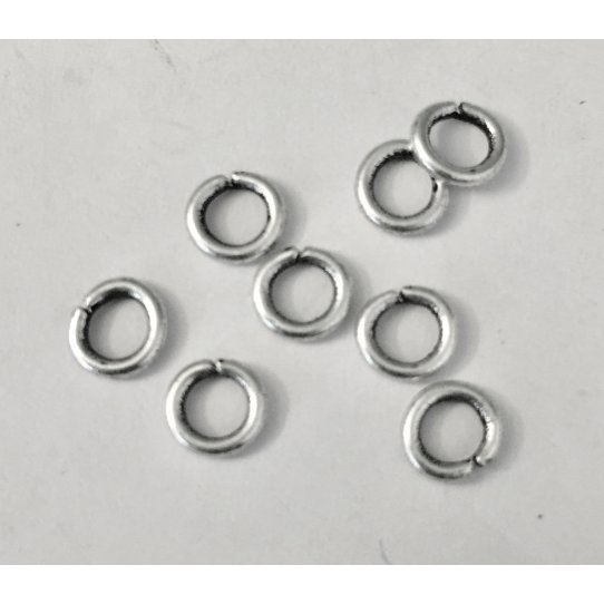 100 small rings 5mm silver plated brass