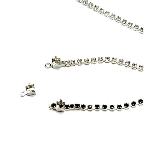 Chane laiton avec vritable strass blanc ou noir 