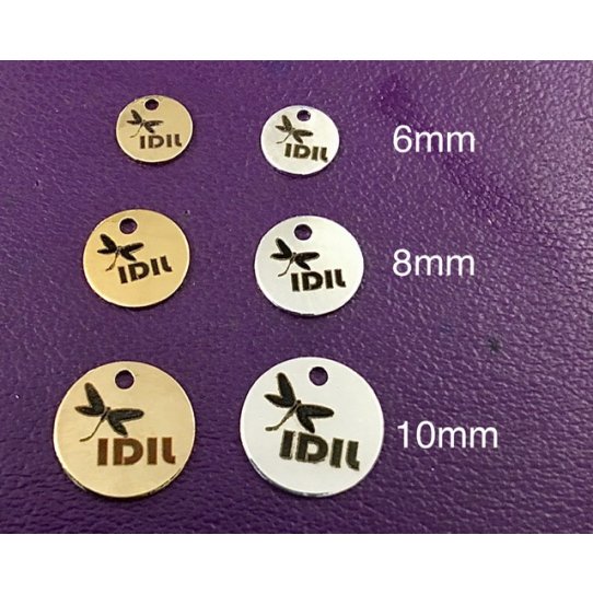 Pendant en laiton 6mm argent vif 10microns FR avec gravure inclue