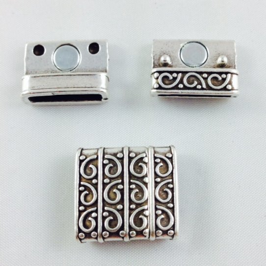 Pewter magnetic clasp for leather 15 mm