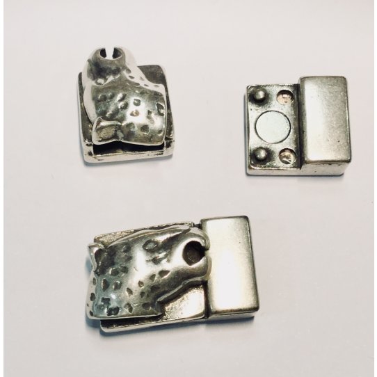 5 magnetic clasps in zamak with leopard head for leather 10mm