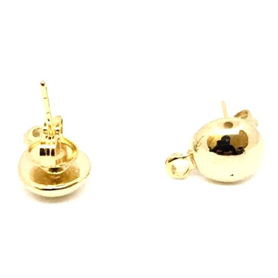 Boucles d'oreille à clous forme demi sphère ARGENT VIF 10MICRONS OU ARGENT ANTIQUE OU DORE