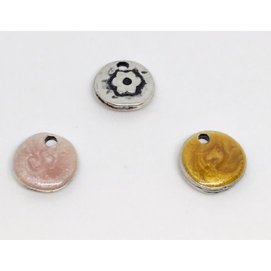 enamel charms with flower motif