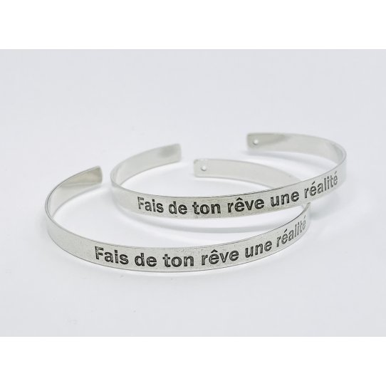 Fais de ton rve une ralit, bracelet laiton plaque argent 10 microns en France