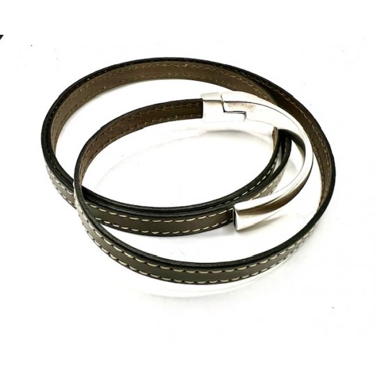 Fermoir aimant� en argent antique pour cuir 10mm