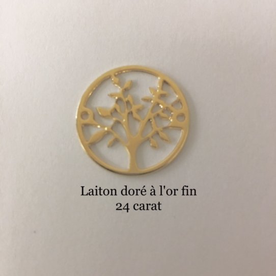 Intercalaire arbre de vie dor  l'or fin 24 carat