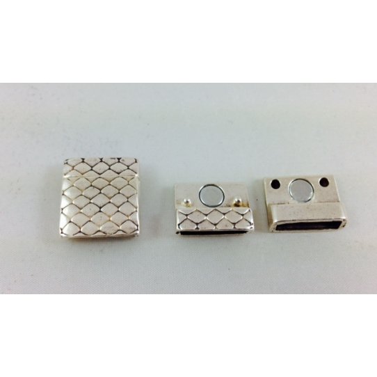 Magnetic clasp 15mm in pewter snake pattern