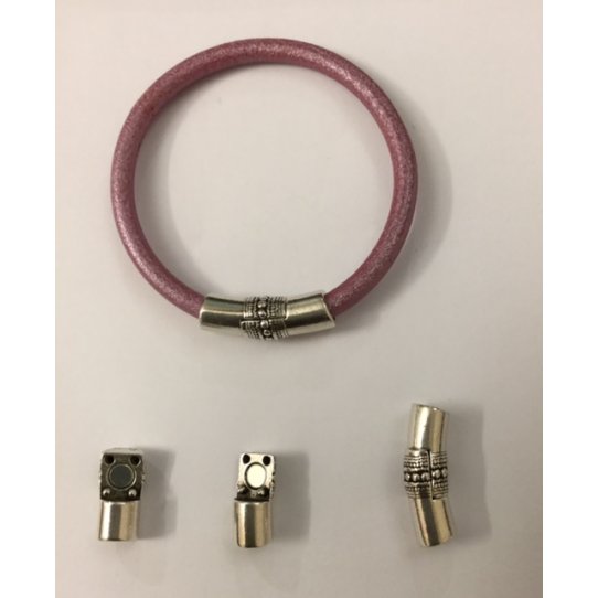 Magnetic clasp for round leather 5mm with pattern