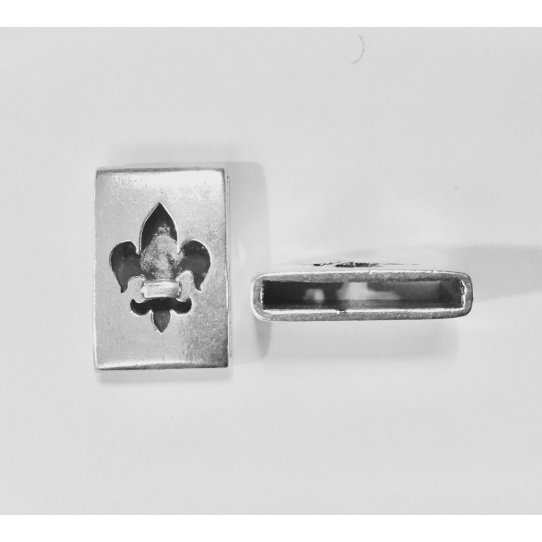 Passant fleur de Lys en 20 mm, en tain plaqu argent