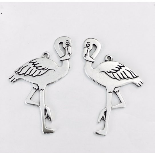 Pendant flamand rose, 6.5cm, exclusivit Idil double face pour sautoir