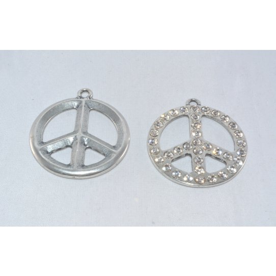 Pendant peace & love avec strass