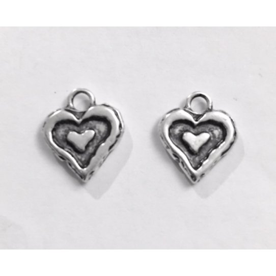 Pendant petit coeur double face-13 mm avec anneau