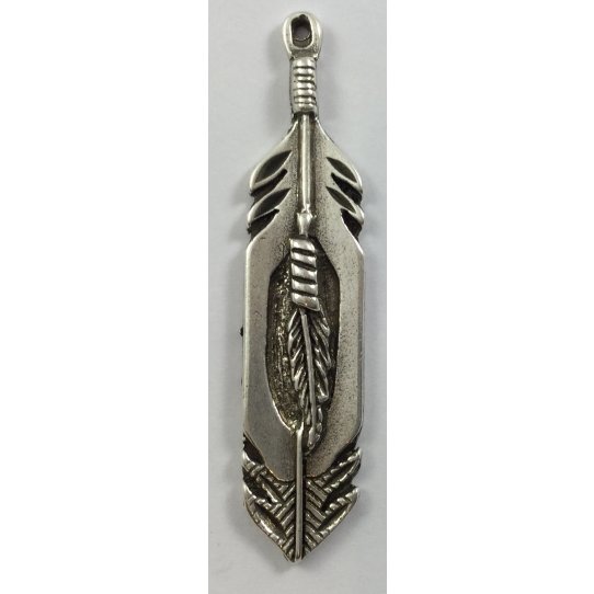 Pendant plume en tain plaqu argent