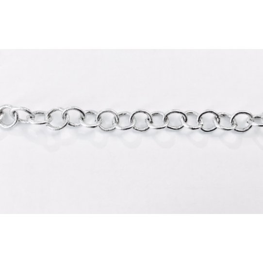 Silver plated brass chain, round mesh of 6.85mm