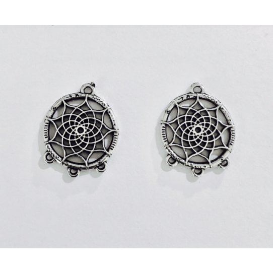 Small dream catcher plated silver-tin featherless