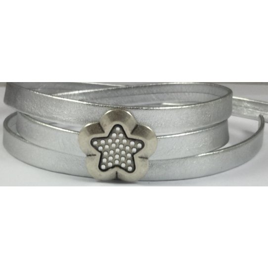 2 Passants Fleur-Grande toile avec swarovski pour cuir 10mm