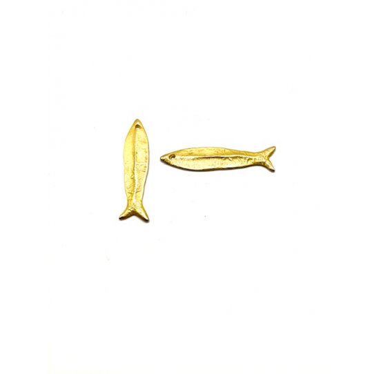 2 Pendants poisson en dor mat 63.6x 14.5 mm