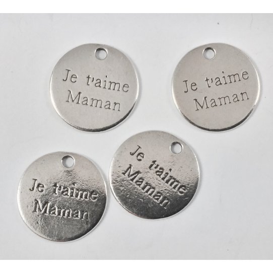 5 pcs Je t aime maman Pendant Etain Fabrication Franaise plaqu 10 microns 