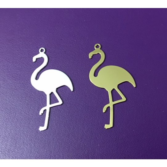 5 Pendants Grand Flamand rose 5cm en laiton plaqu Argent ou 3pcs en Or FR