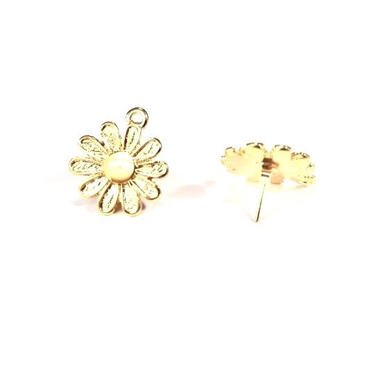 Boucles d'oreilles  clous en forme de fleur dores