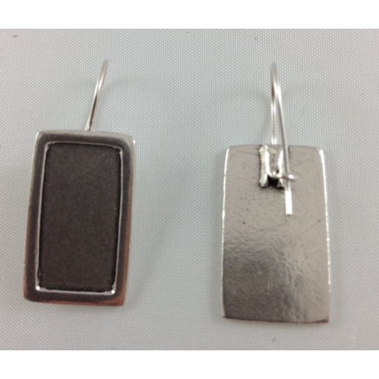 Boucles d'Oreilles Dormeuses en tain forme rectangle