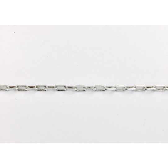 Brass chain small rectangle, silver plated 10 microns FR