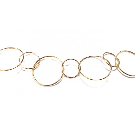 Chaine fantaisie en laiton doré , grosses mailles fines
