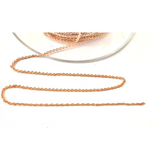 Chaine fine laiton plaquée or rose en France,1.1mm