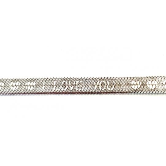 CHAINE SERPENTINE PLATE 7.5MM - I LOVE YOU -