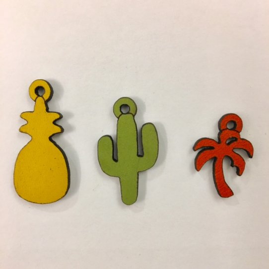 Exotic pendants-cactus-palm-pineapple in leather