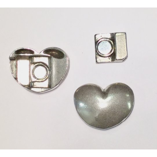 Fermoir aimanté en forme de coeur lisse pour cuir 10mm