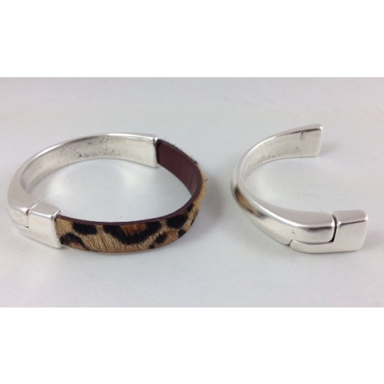  Fermoir demi jonc pour cuir 10mm argent vif 