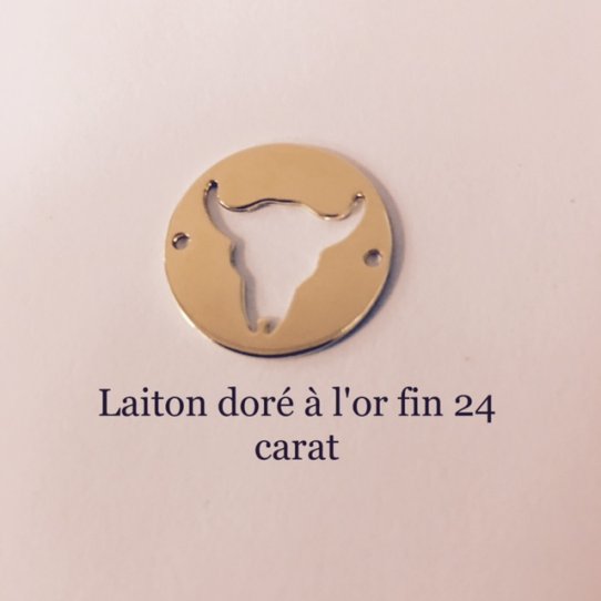 intercalaire crne de buffle dor  l'or fin 24 carat 