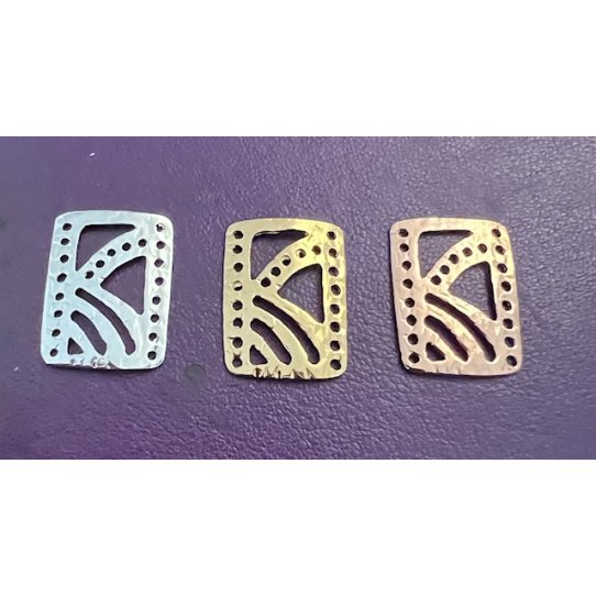 intercalaire laiton en argent vif/or/or rose 22.3 x 15.3mm
