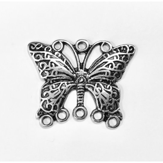 Intercalaire ou pendentif papillon anneaux multiples