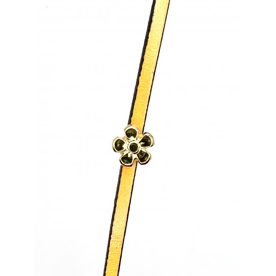Passant fleur dor pour cuir plat 3mm