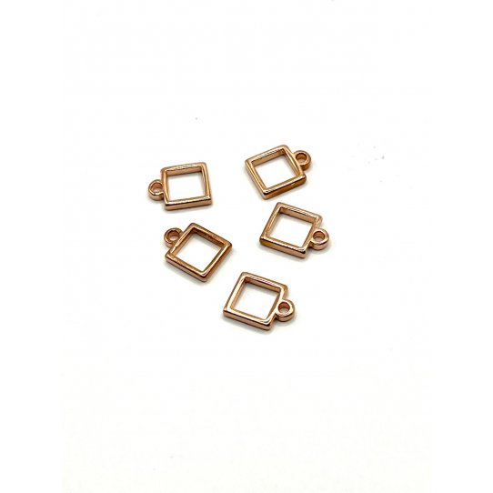 Pendant carr vid plaqu or rose