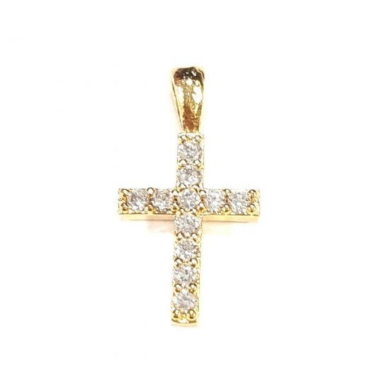 Pendant croix en laiton avec strass