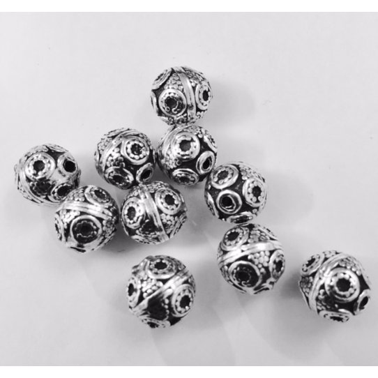 Perles en tain avec motif, 9mm Fabrication Franaise