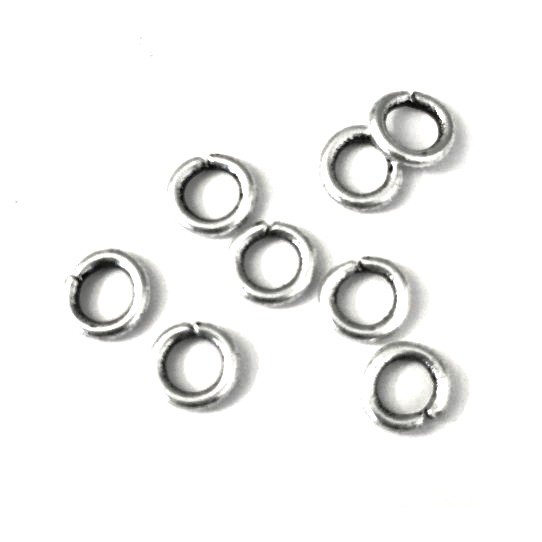 100 small rings 5mm silver plated brass