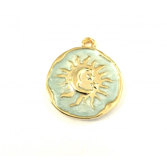 2Pendants  mdaille soleil lune toile maill-en 9 couleurs