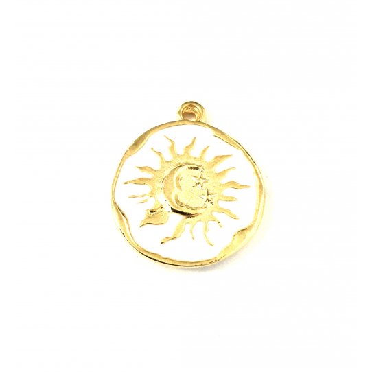 2Pendants  mdaille soleil lune toile maill-en 9 couleurs