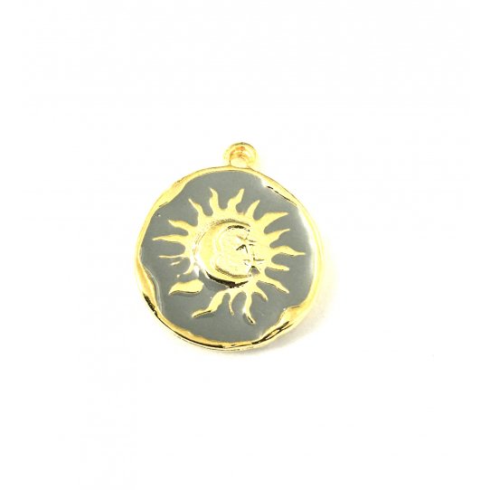 2Pendants  mdaille soleil lune toile maill-en 9 couleurs