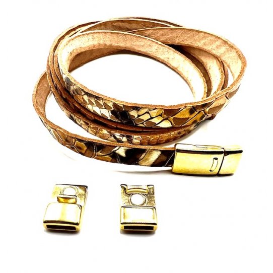 5Fermoirs  aimant�s en zamac avec securit�  pour cuir plat 10mm