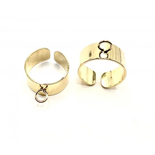  adjustable Rings with horizontal ring, brass plated France 10 microns