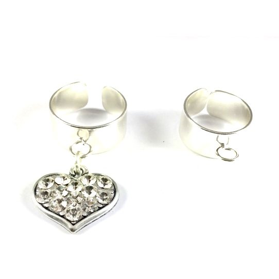  adjustable Rings with horizontal ring, brass plated France 10 microns