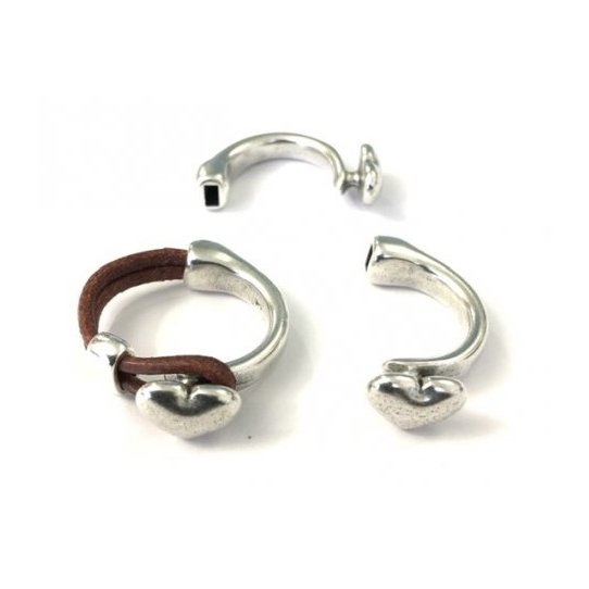 Bague demi jonc Cur pour cuir 2mm rond argent ou or