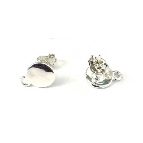 Boucles d'oreilles  clous Plaqu argent vif et argent antique