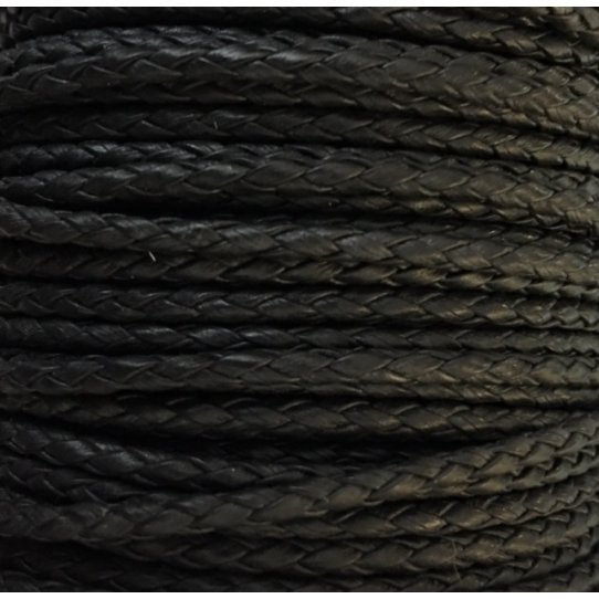 Braided leather round 3-3.5mm