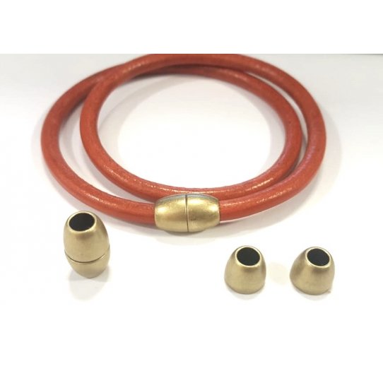 Brass magnetic clasp for round leather 5 mm